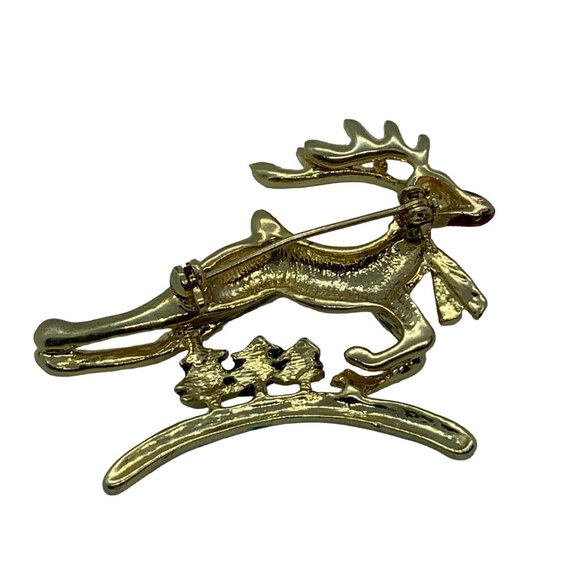 Gold Tone Rudolph Flying Reindeer Pin - Picture 5 of 6